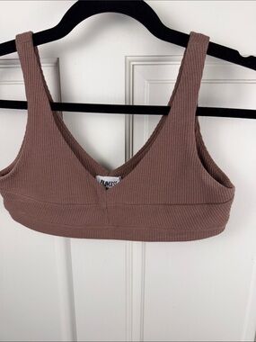 Princess Polly Dusty Mauve Ribbed V-Neck Bralette
